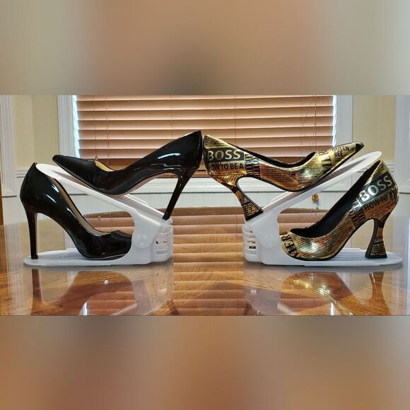 Shoe Slot Space Saver Stacker Organizers in White 12 Pieces. - Picture 6 of 8